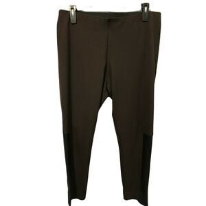 Soft Surroundings Size PXL Brown Equestrian Ponte Leggings Black Patch